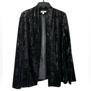 VTG David Dart Black Crushed Velvet Open Cardigan Blazer Jacket Size Large